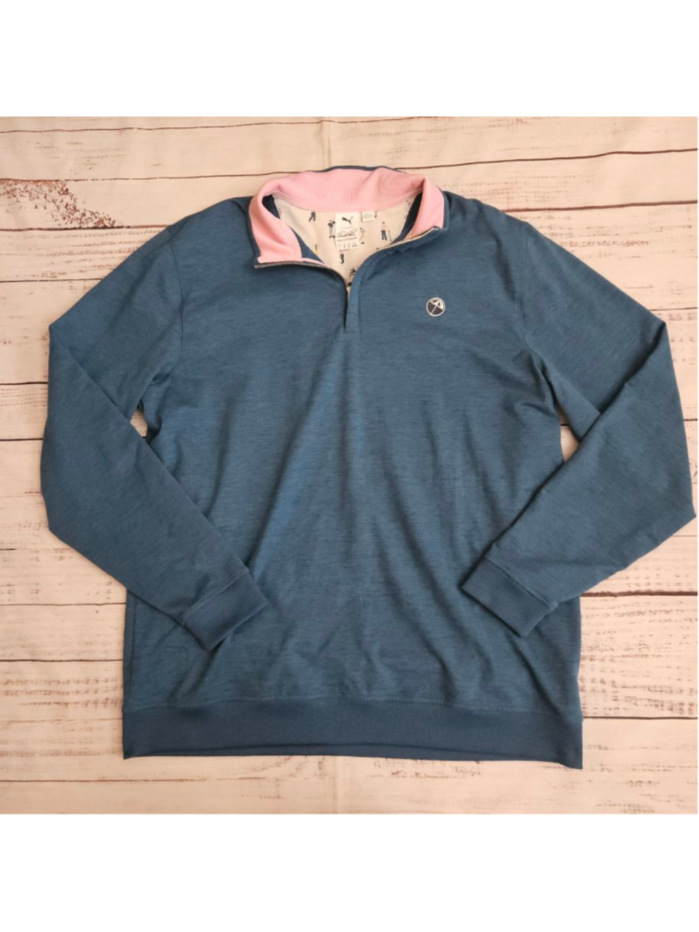 Puma X Arnold Palmer Blue Cloudspun Clubhouse Quarter Zip Golf Mens Large